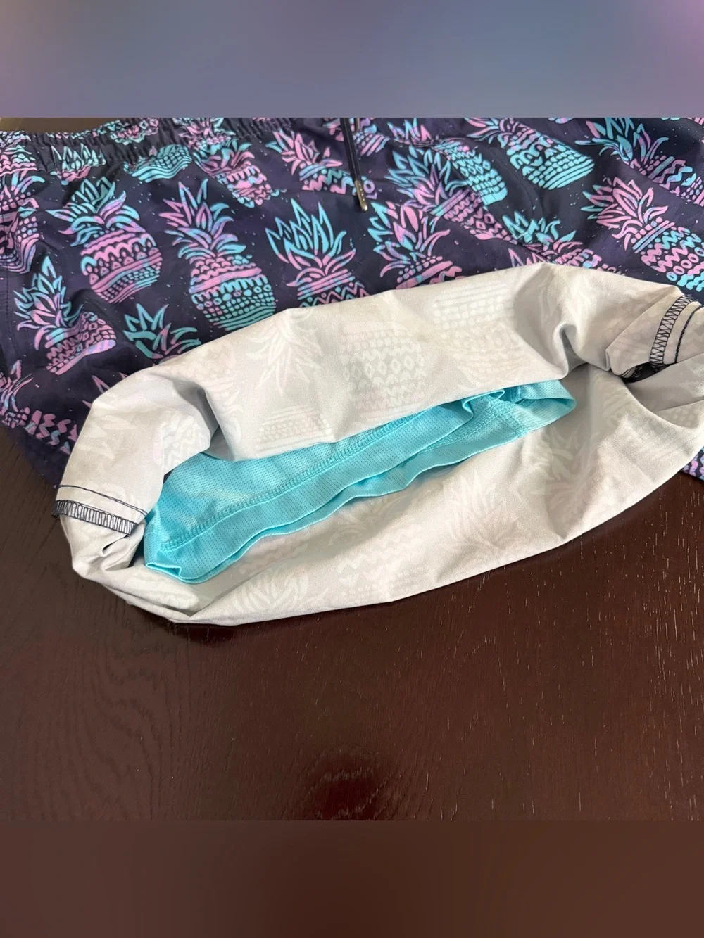 Goodfellow & Co XL Purple Blue Pineapple Swim Trunks With Liner